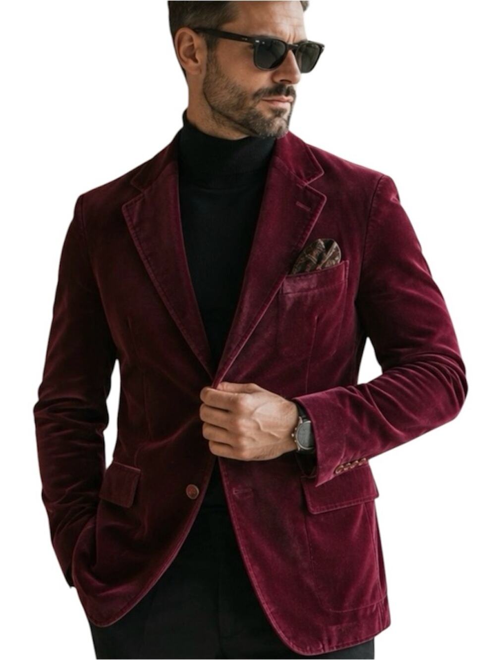 Vintage 1960’s/1970’s Cortefiel Velvet Smoking Jacket Blazer, Burgundy, 44/L